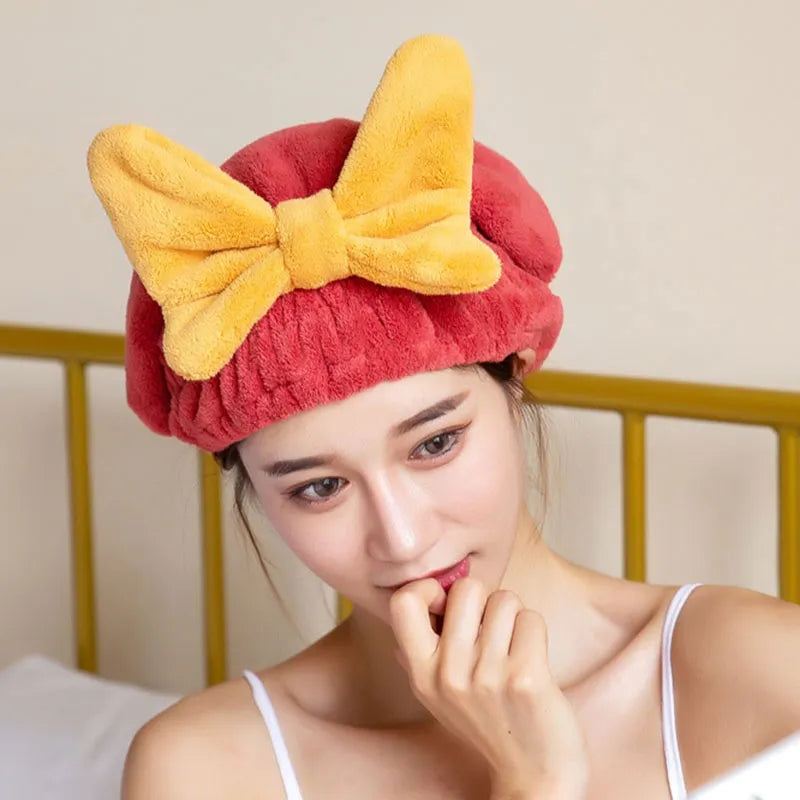 Cute Bowknot Decor Shower Cap