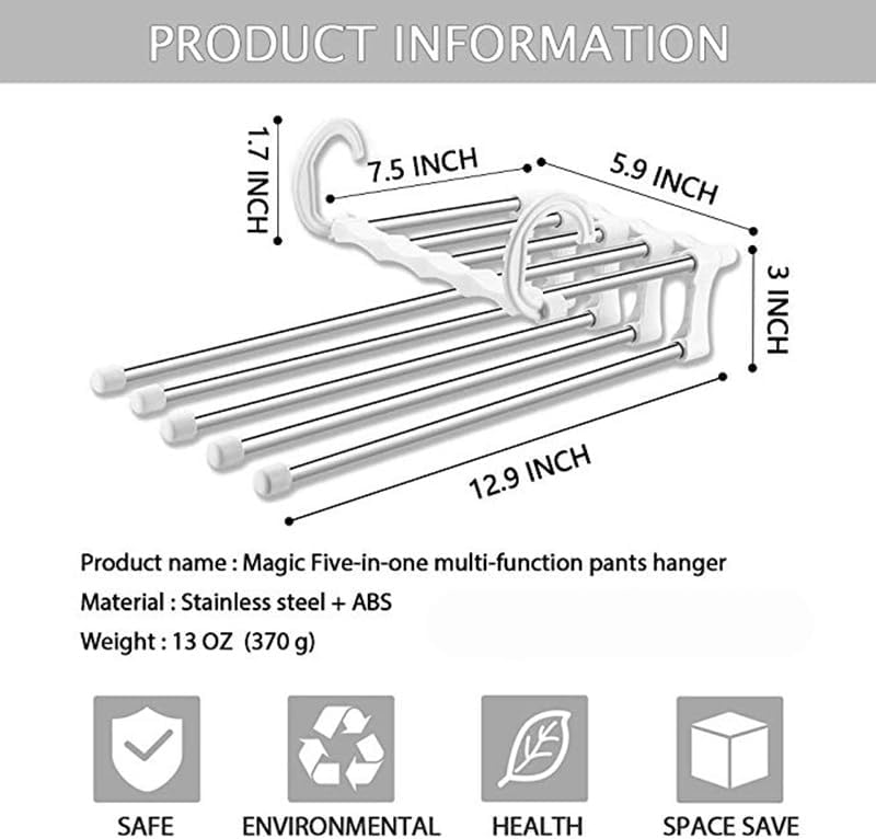 5 in 1 Stainless Steel Foldable Hangers (2pcs)