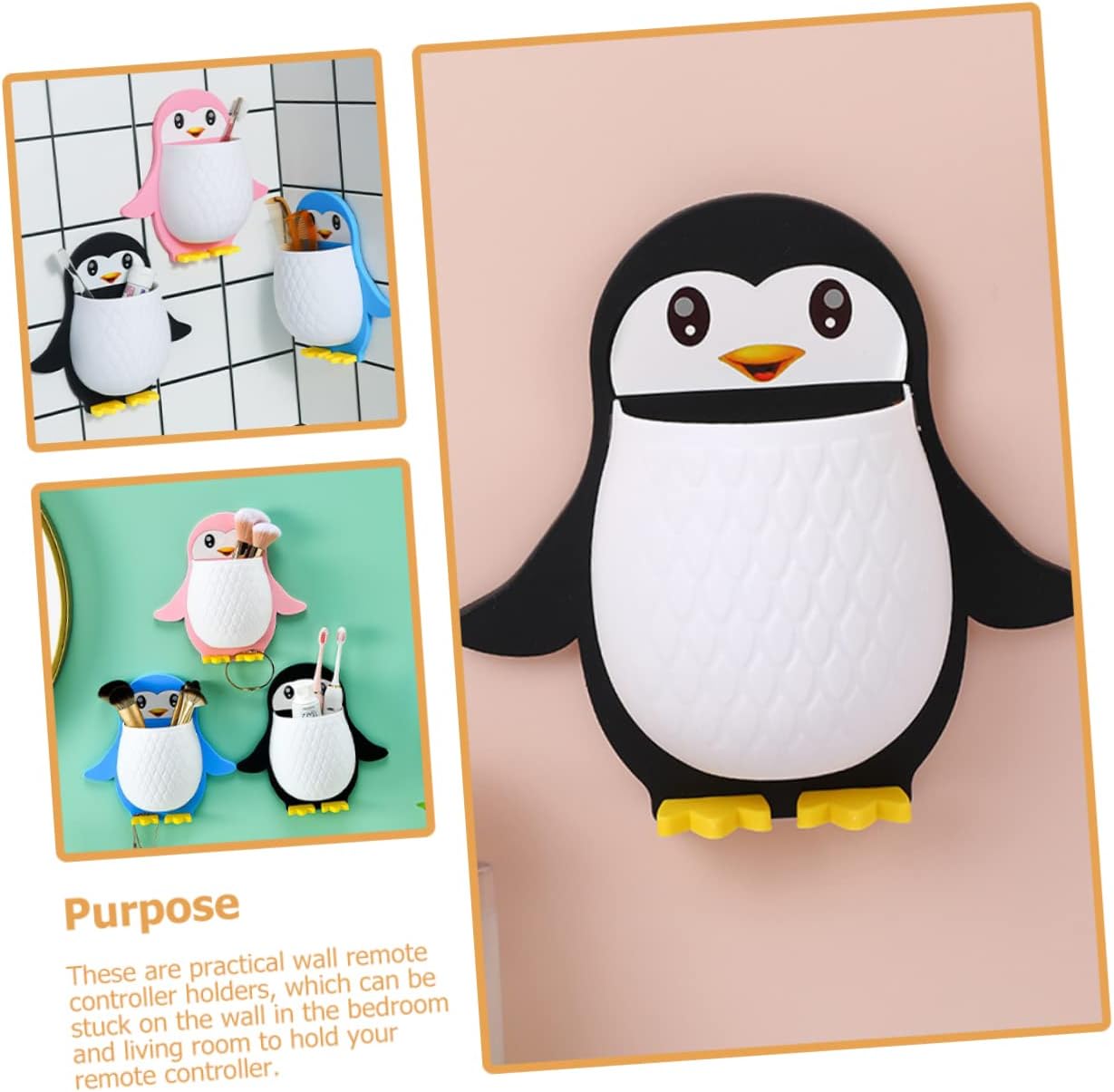 Penguin Wall Remote Control Holder (3pcs)