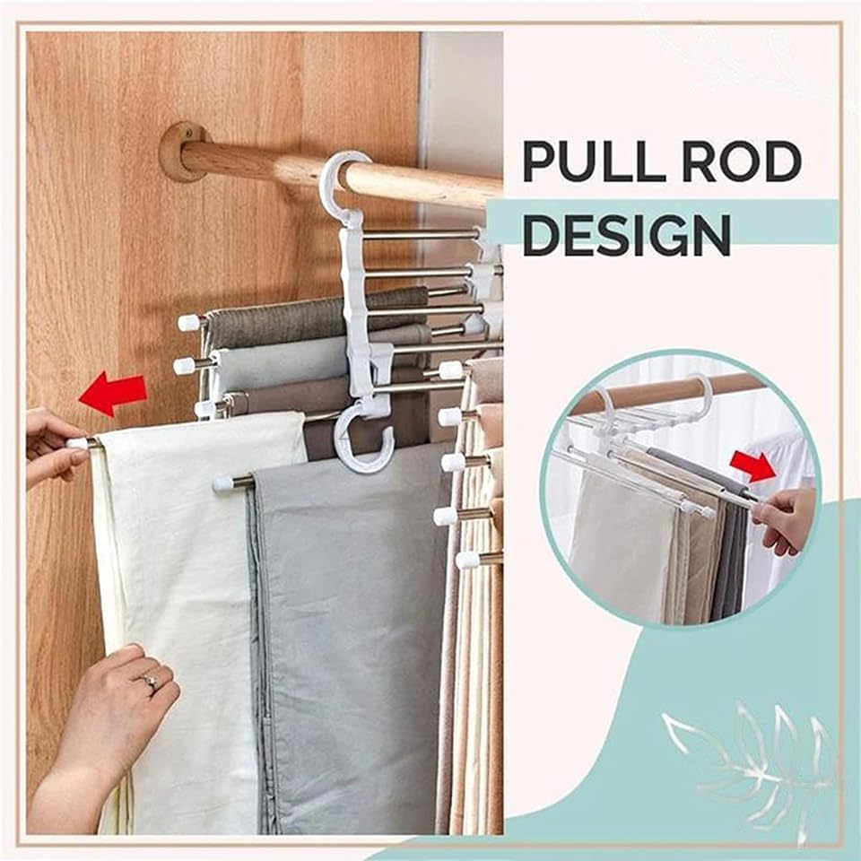 5 in 1 Stainless Steel Foldable Hangers (2pcs)