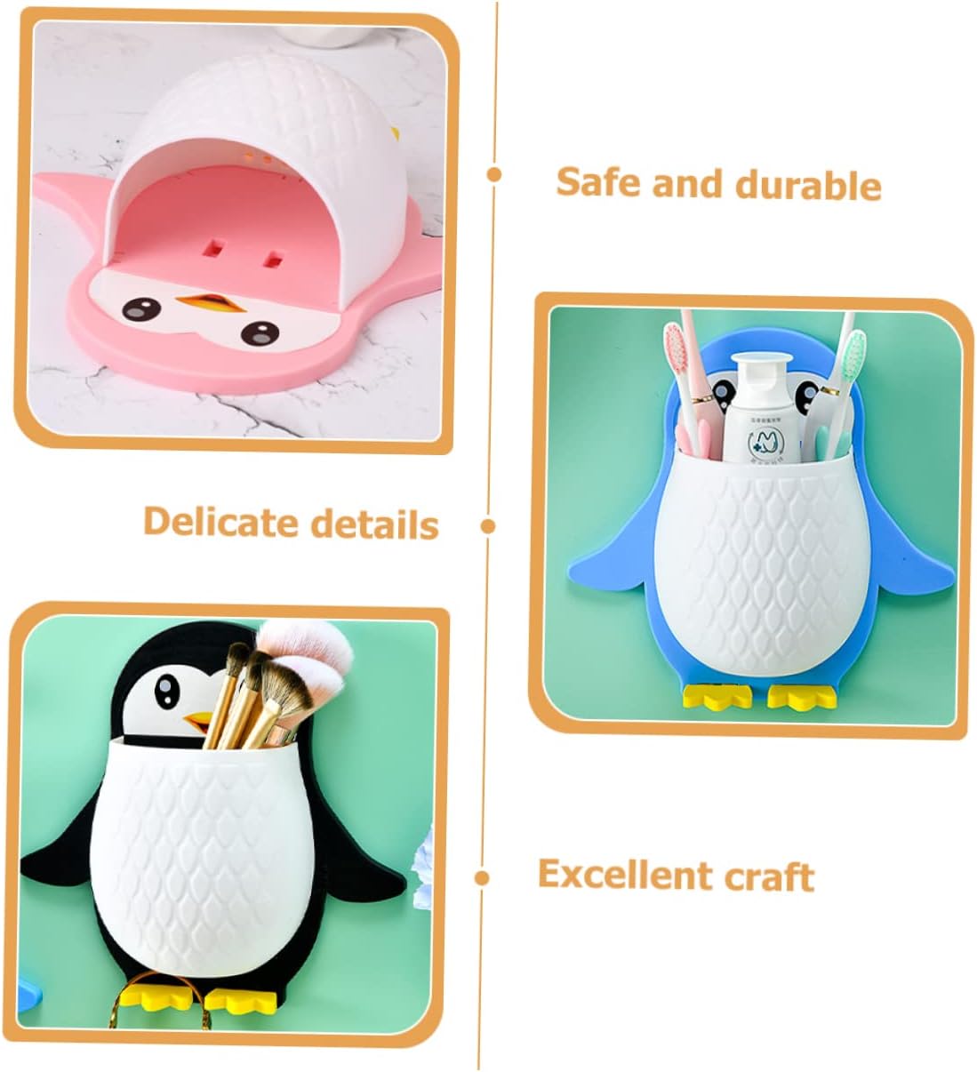 Penguin Wall Remote Control Holder (3pcs)