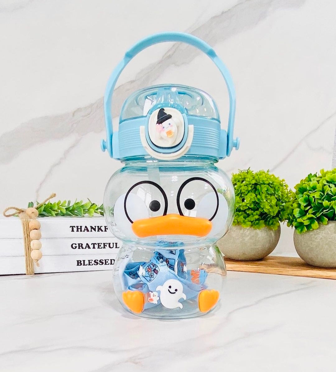 Cute Duck Water Bottles with Adjustable Strap