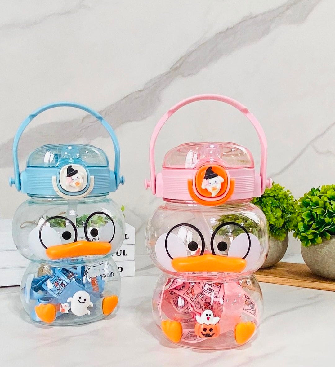 Cute Duck Water Bottles with Adjustable Strap